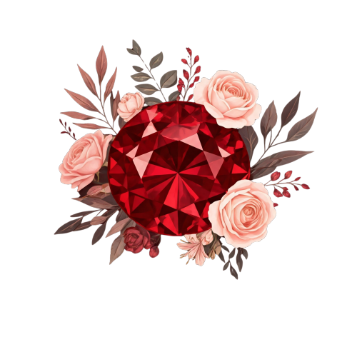 Ruby Gemstone with Flowers